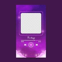 cute music play with blank frame for album photo template vector design