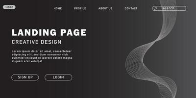 Monochrome Landing Page Design for Website vector