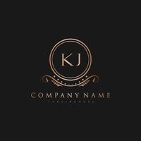 KJ Letter Initial with Royal Luxury Logo Template vector