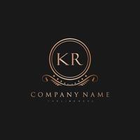 KR Letter Initial with Royal Luxury Logo Template vector