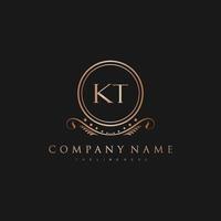 KT Letter Initial with Royal Luxury Logo Template vector