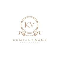 KV Letter Initial with Royal Luxury Logo Template vector