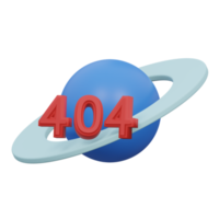 error 404 3d render icon illustration with transparent background, empty state png