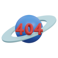 error 404 3d render icon illustration with transparent background, empty state png