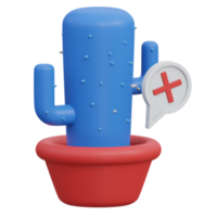 error cactus 3d render icon illustration with transparent background, empty state png