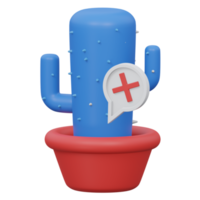 error cactus 3d render icon illustration with transparent background, empty state png