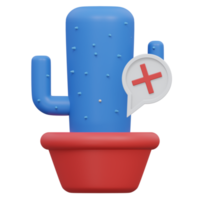 error cactus 3d render icon illustration with transparent background, empty state png