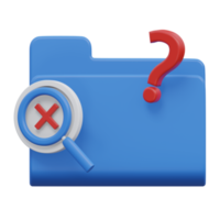 file not found 3d render icon illustration with transparent background, empty state png