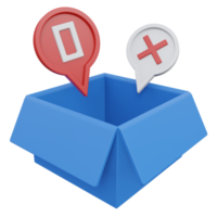 empty box 3d render icon illustration with transparent background, empty state png