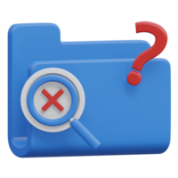 file not found 3d render icon illustration with transparent background, empty state png