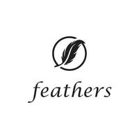 Feather Circle, A Classic Emblem of Elegance. A feather symbol and circular lines, evoking a sense of timeless sophistication. vector