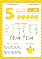 Number Five Worksheet Free Vector