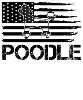 American flag with poodle dog T-shirt design vector