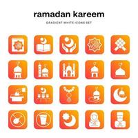 ramadan kareem square gradient white icons collection set vector