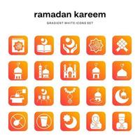 ramadan kareem square gradient white icons collection set vector