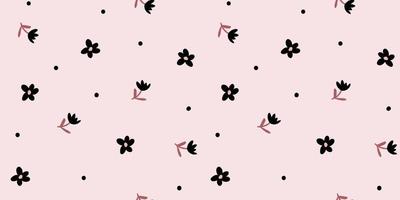 Ditsy pattern. Simple vector black and white seamless texture with small flowers. Elegant abstract floral background. Minimal repeat design for decoration, textile, wallpapers, tileable print, cloth