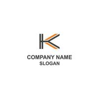 K initial uppercase letters, modern black and orange unique logo. vector