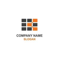 DK initial uppercase letters square block, in nine black and orange share shape logo. vector