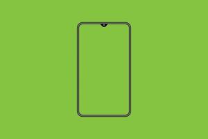 Mobile phone with blank green screen isolated on green background. vector