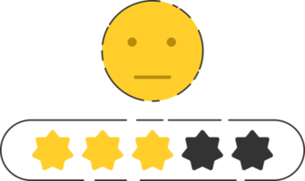 Emoji Feedback Symbol mit Sterne Bewertung. png