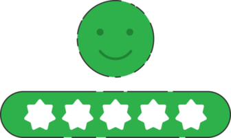 Emoji feedback icon with stars rating. png