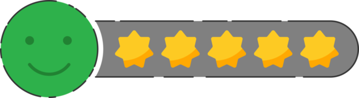 Emoji feedback icon with stars rating. png