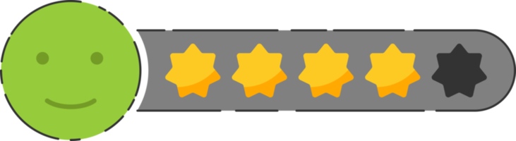 Emoji feedback icon with stars rating. png