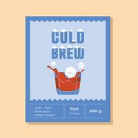 cold brew coffee label with ice cube vector