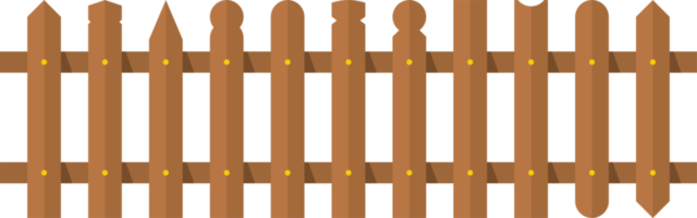 Wooden fence in flat style clip art png