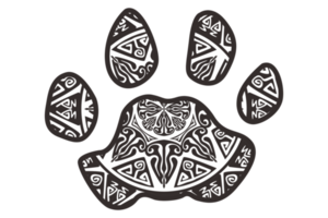 Dog and Cat Paw Mandala Ornament Design png