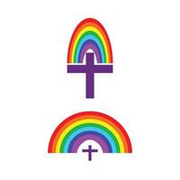 set of two rainbow cross icons isolated on white background vector
