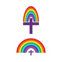 set of two rainbow cross icons isolated on white background vector