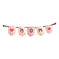 Liebe Mama Party Dreieck Flaggen, Mutter Tag Element, Hand gezeichnet Illustration png