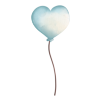 vattenfärg hjärta ballong, ritad för hand illustration, fest element png