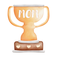watercolor trophy, gold winner cup, Mother's Day Element, Hand Drawn Illustration png