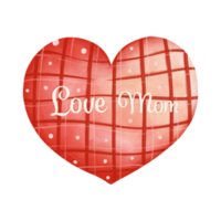 aquarelle à carreaux cœur avec l'amour maman, de la mère journée élément, main tiré illustration png