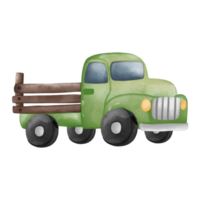 ancien aquarelle turquoise camion, main tiré illustration de vieux rétro voiture png
