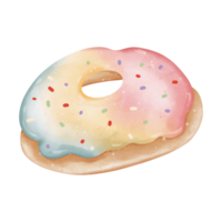 aquarelle Donut ou Donut, sucré et dessert, main tiré illustration png