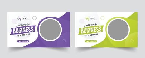 Business solution YouTube thumbnail and social media web banner template vector