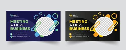 Video thumbnail and web banner template design for meeting a new business or corporate business web banner design vector