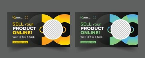 YouTube video thumbnail and web banner template design for online product sell or corporate business web banner design vector