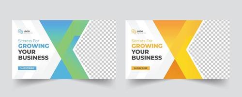 Business promotion web banner template and social media thumbnail design template. Video thumbnail design vector