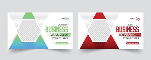 Business ideas video thumbnail and web banner template design vector