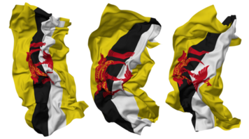 Brunei bandera olas aislado en diferente estilos con bache textura, 3d representación png