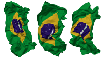 Brazil Flag Waves Isolated in Different Styles with Bump Texture, 3D Rendering png