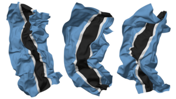 Botswana bandera olas aislado en diferente estilos con bache textura, 3d representación png