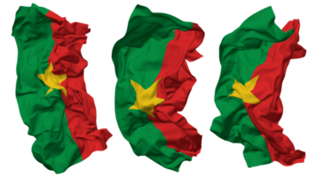 Burkina faso flagga vågor isolerat i annorlunda stilar med stöta textur, 3d tolkning png