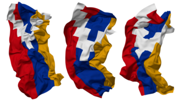 république de artsakh drapeau vagues isolé dans différent modes avec bosse texture, 3d le rendu png