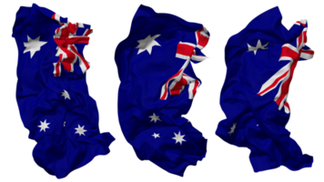 Australia Flag Waves Isolated in Different Styles with Bump Texture, 3D Rendering png