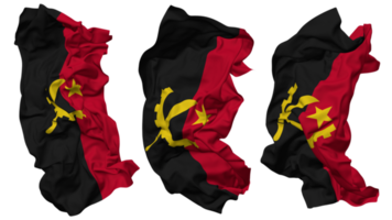 Angola vlag golven geïsoleerd in verschillend stijlen met buil textuur, 3d renderen png